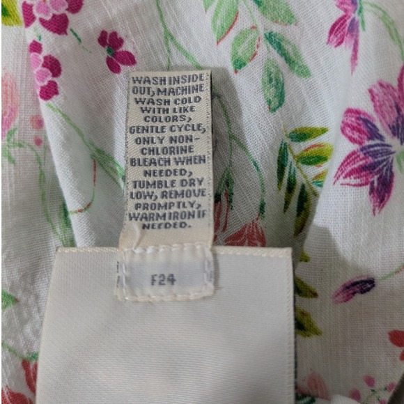 St Johns Bay White Floral Women's Round Neck‎ Peasant Style Blouse Size L - Picture 3 of 7